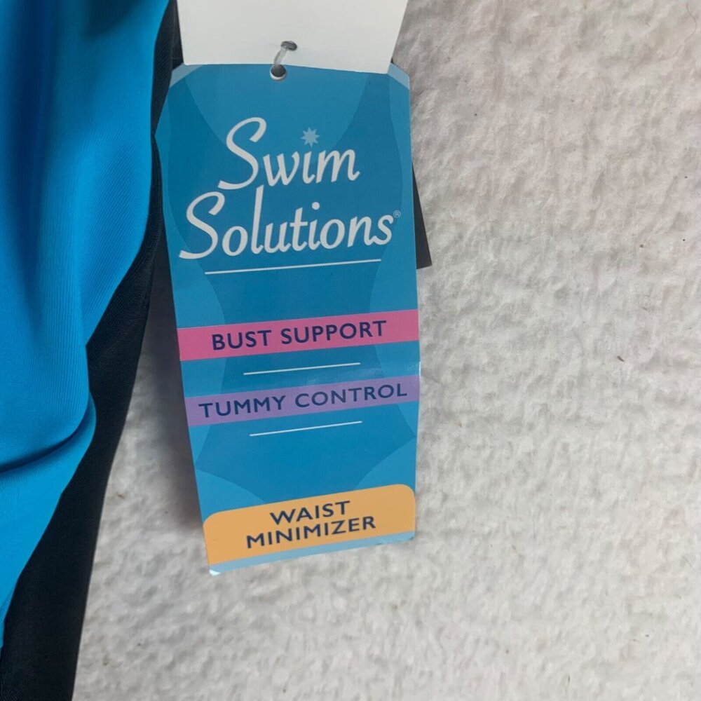 Swim Solutions Women's Ruched Front High Neck One Piece Swimsuit Size 18 NWT - Picture 4 of 10